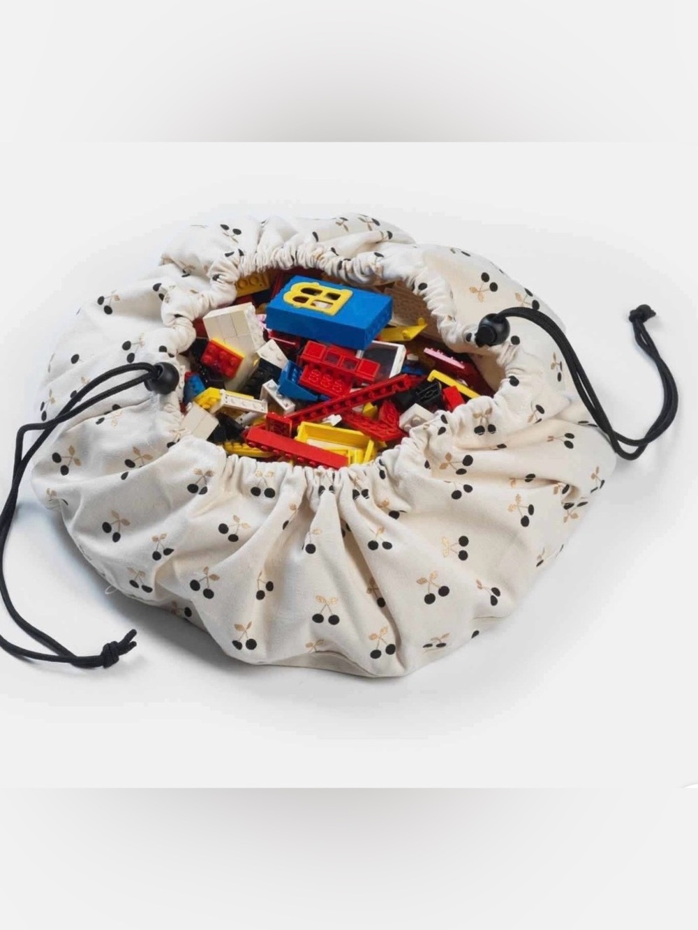 Kids Toy Drawstring Play & Storage Bag - Cream Cherry Print